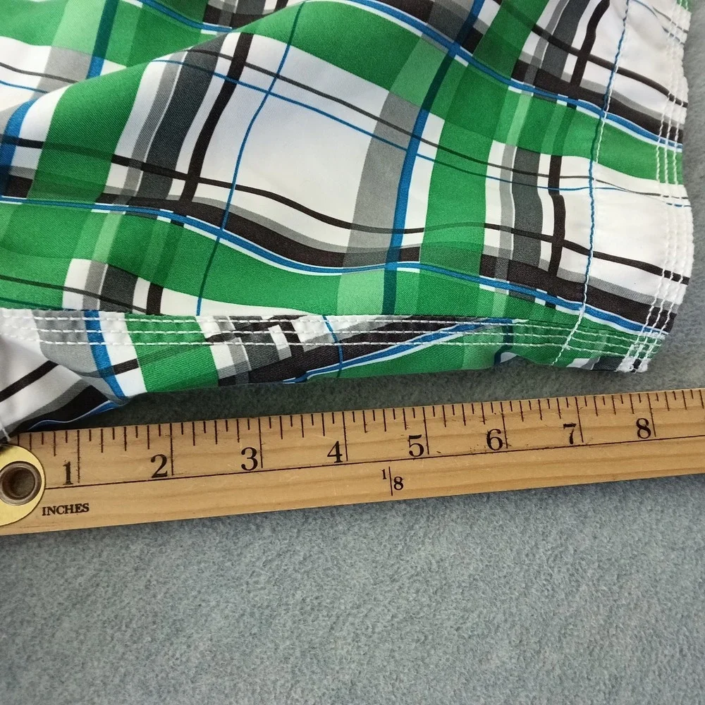 Gap Mens Green Plaid Board Shorts Swim Trunks Size L Mesh Lined Drawstring